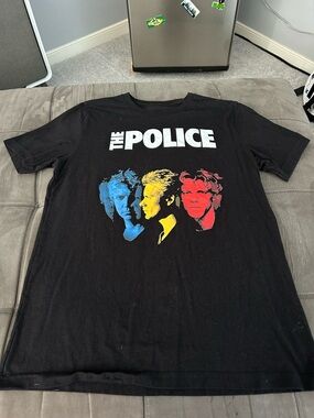 Police Black Short Sleeve Graphic Tee - Multicolor Print